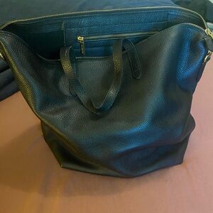 Cuyana pebbled leather tote.